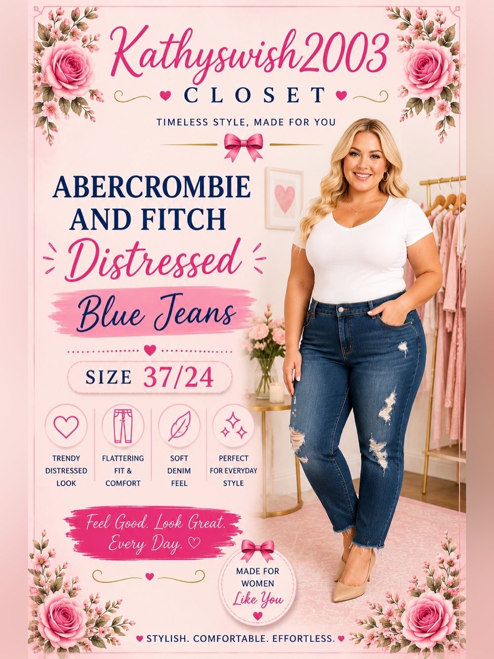 Abercrombie and Fitch Distressed Blue Jeans size 37/24